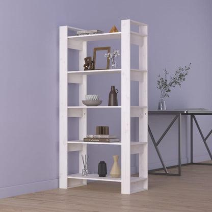 Bokhylle Hvit Romdeler 80x35x160 cm heltre furu