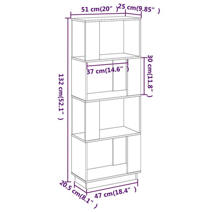 Bokhylle Hvit Romdeler 51x25x132 cm heltre furu