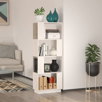 Bokhylle Hvit Romdeler 51x25x132 cm heltre furu