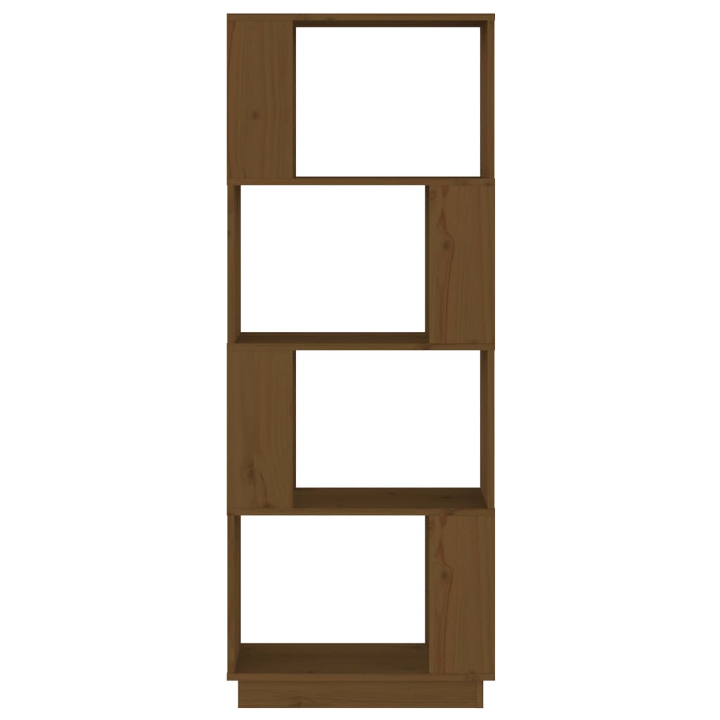 Bokhylle Honningbrun Romdeler 51x25x132 cm heltre furu