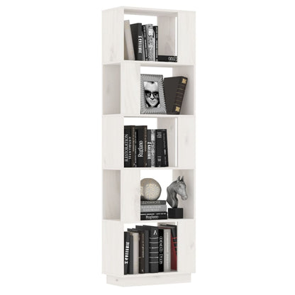 Bokhylle Hvit Romdeler 51x25x163,5 cm heltre furu