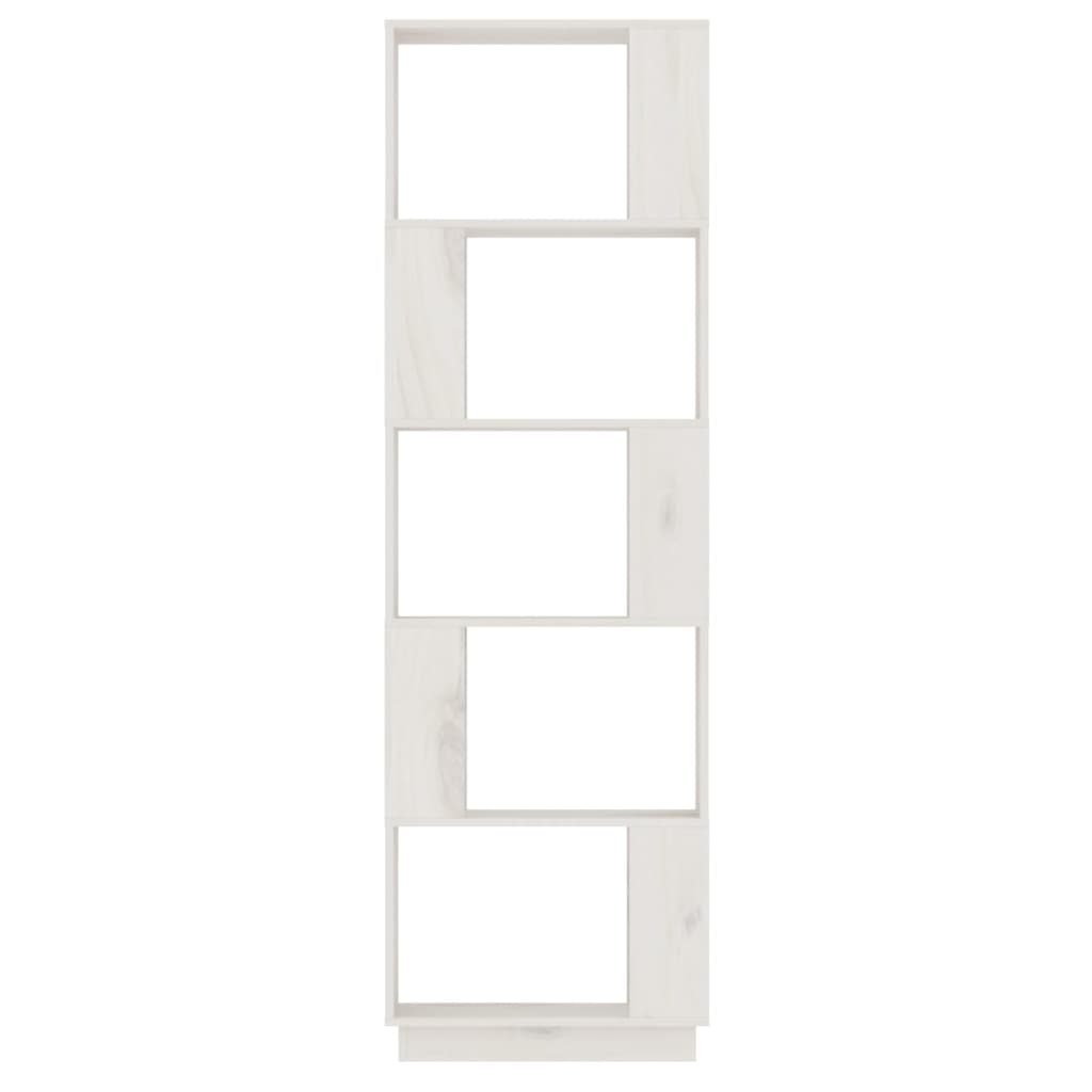 Bokhylle Hvit Romdeler 51x25x163,5 cm heltre furu