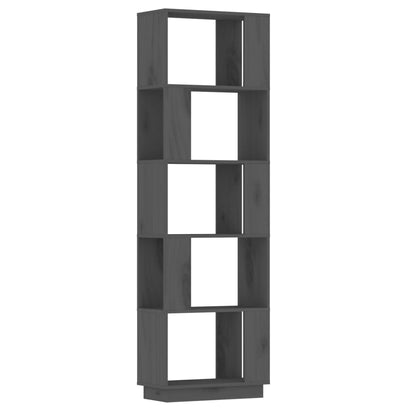 Bokhylle Grå Romdeler 51x25x163,5 cm heltre furu