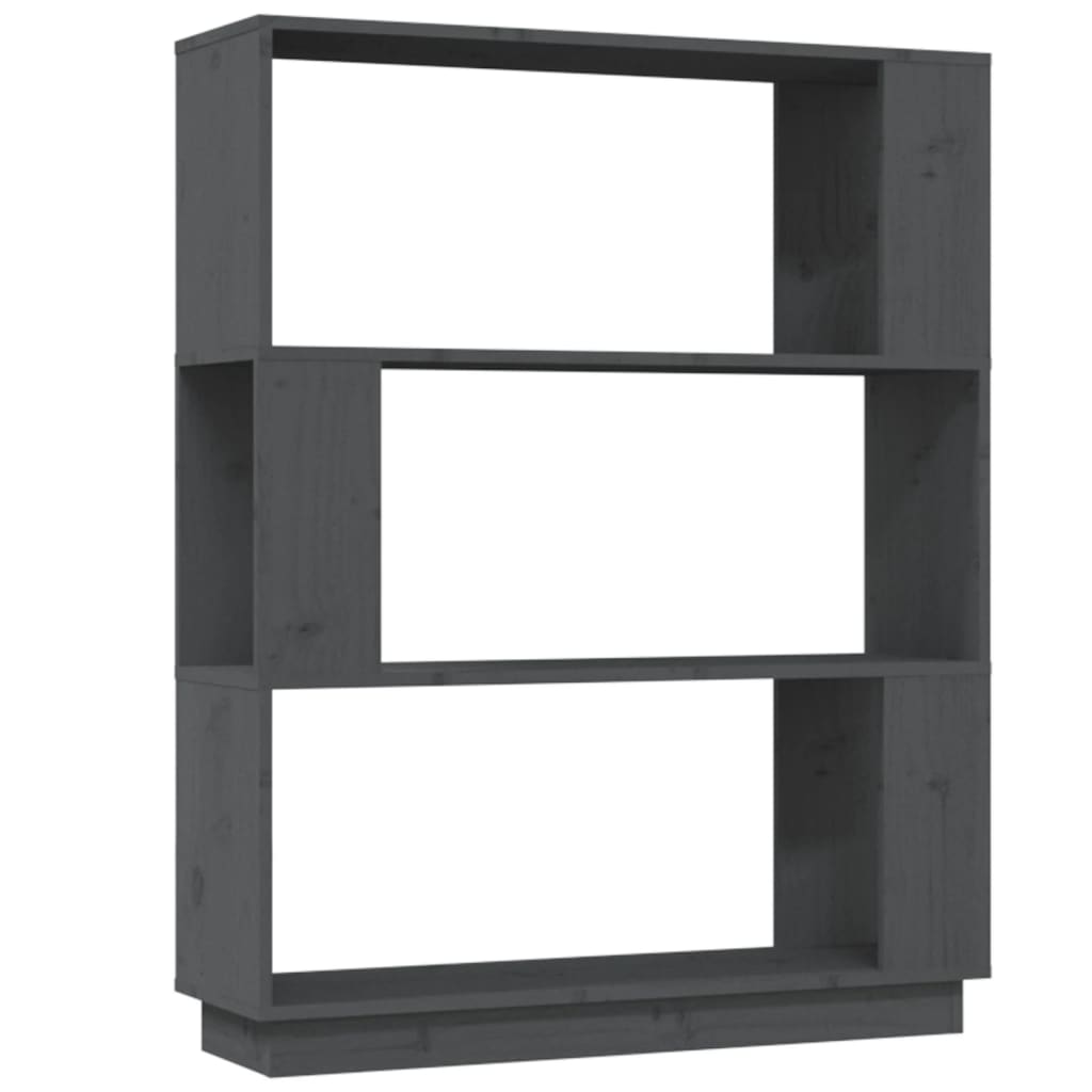 Bokhylle Grå Romdeler 80x25x101 cm heltre furu