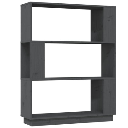Bokhylle Grå Romdeler 80x25x101 cm heltre furu