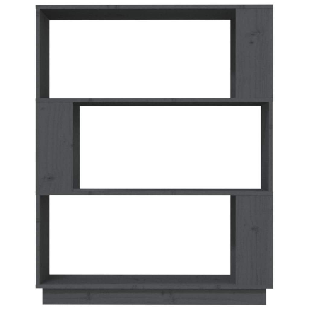 Bokhylle Grå Romdeler 80x25x101 cm heltre furu