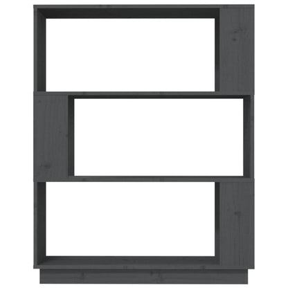 Bokhylle Grå Romdeler 80x25x101 cm heltre furu