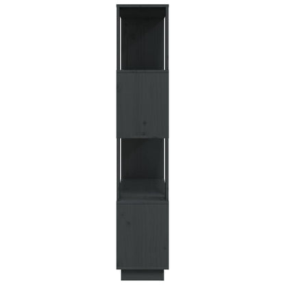 Bokhylle Grå Romdeler 80x25x132 cm heltre furu