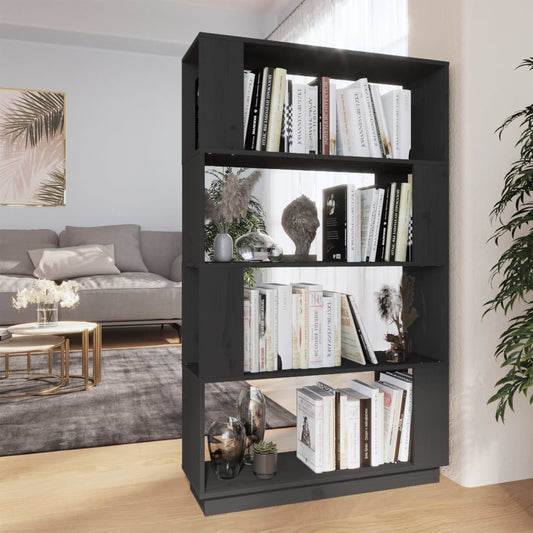 Bokhylle Grå Romdeler 80x25x132 cm heltre furu