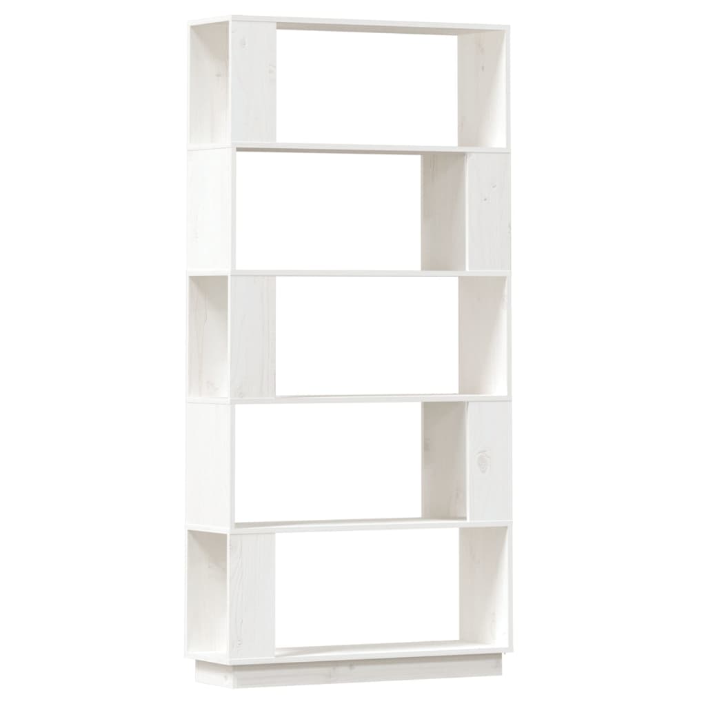 Bokhylle Hvit Romdeler 80x25x163,5 cm heltre furu