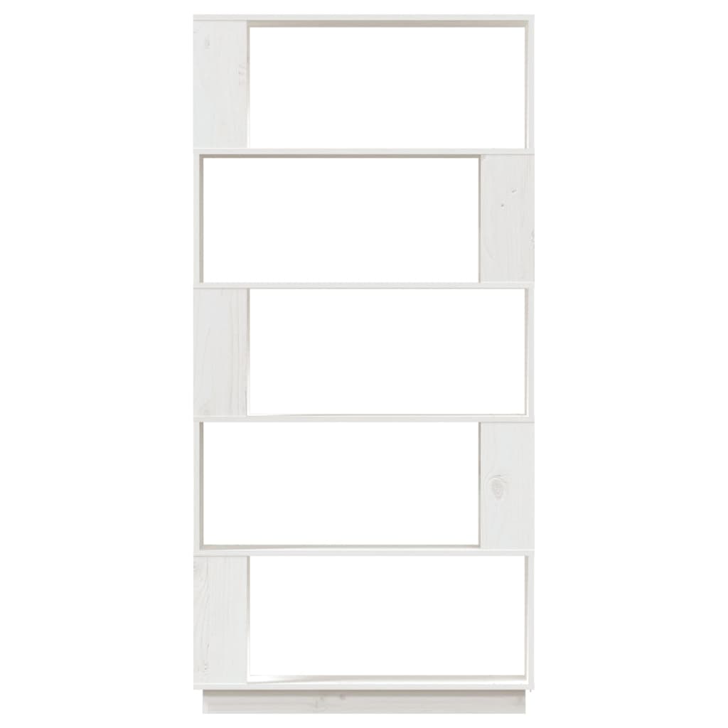 Bokhylle Hvit Romdeler 80x25x163,5 cm heltre furu
