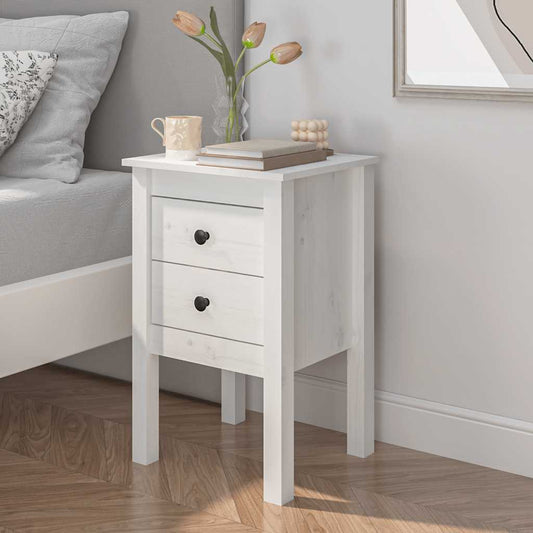 Nattbord Sengbord Hvit 40x35x61,5 cm heltre furu