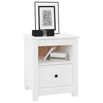 Nattbord Sengbord Hvit 40x35x49 cm heltre furu
