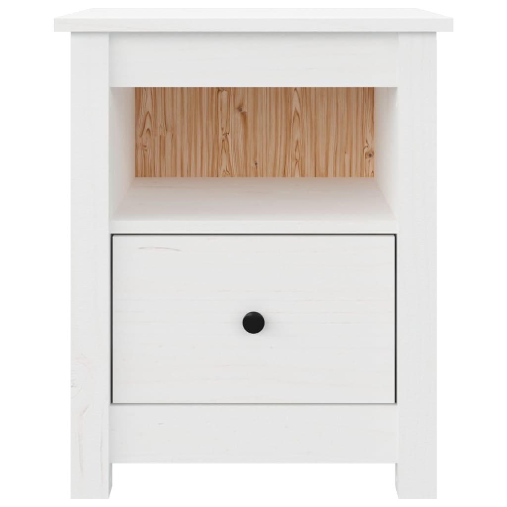 Nattbord Sengbord Hvit 40x35x49 cm heltre furu