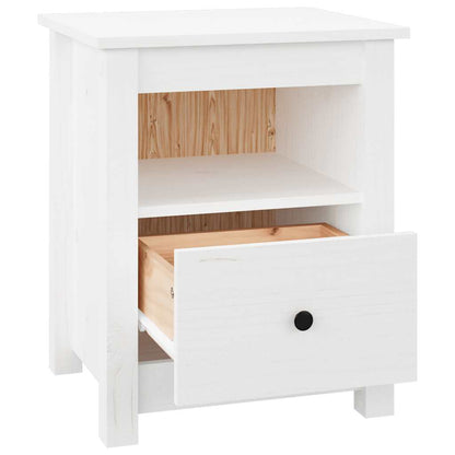 Nattbord Sengbord Hvit 40x35x49 cm heltre furu