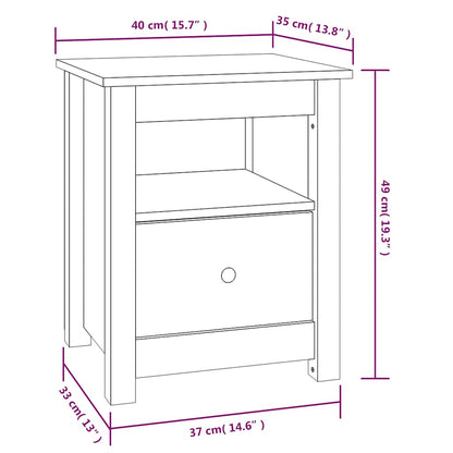 Nattbord Sengbord Hvit 40x35x49 cm heltre furu