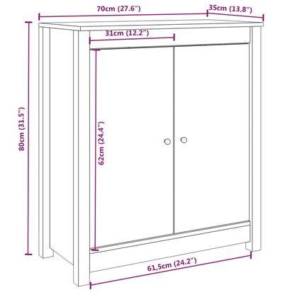 Skjenk Hvit 70x35x80 cm heltre furu