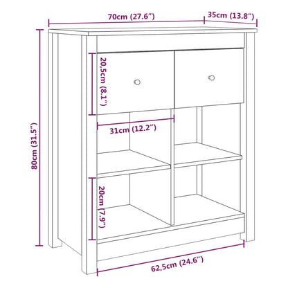 Skjenk Svart 70x35x80 cm heltre furu