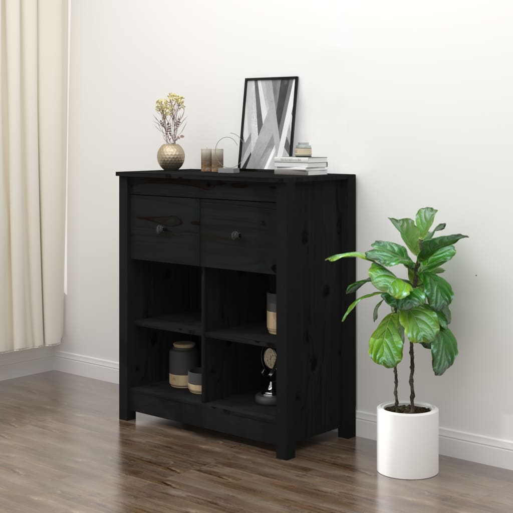 Skjenk Svart 70x35x80 cm heltre furu