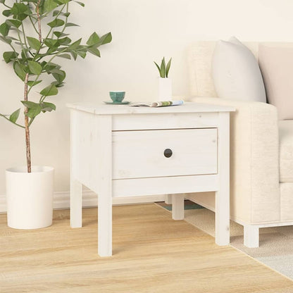 Sidebord Hvit 2 stk 50x50x49 cm heltre furu