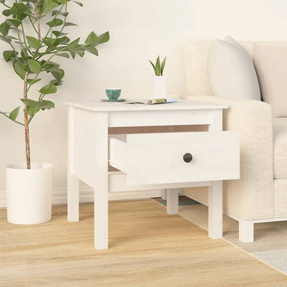 Sidebord Hvit 2 stk 50x50x49 cm heltre furu
