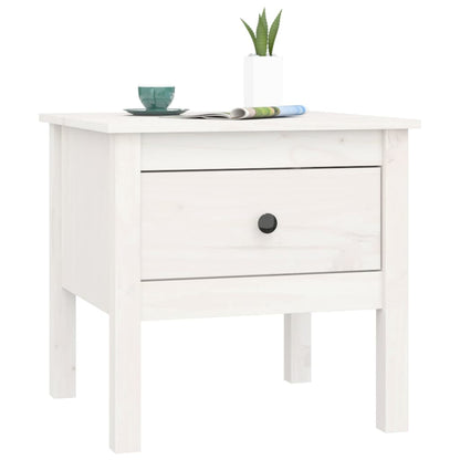 Sidebord Hvit 2 stk 50x50x49 cm heltre furu