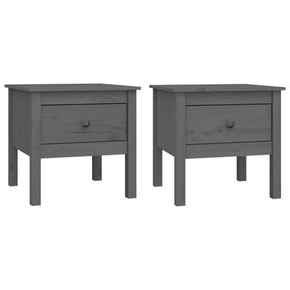 Sidebord Tre 2 stk Grå 50x50x49 cm heltre furu