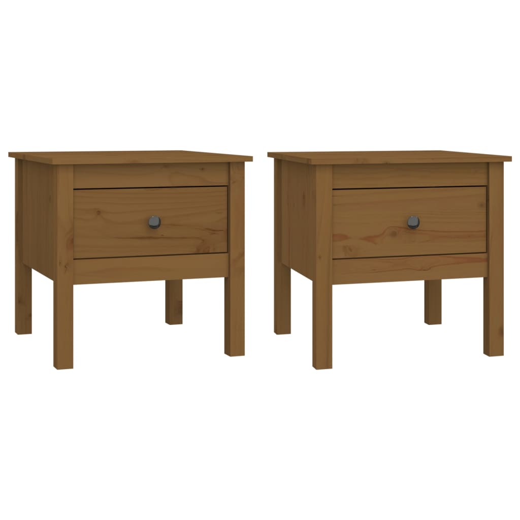 Sidebord Tre 2 stk Honningbrun 50x50x49 cm heltre furu