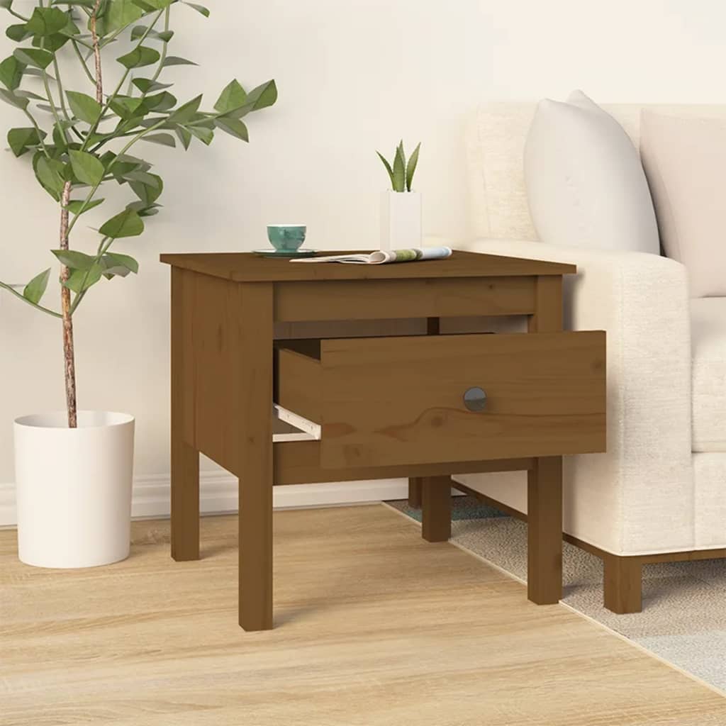 Sidebord Tre 2 stk Honningbrun 50x50x49 cm heltre furu