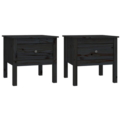 Sidebord Svart 2 stk 50x50x49 cm heltre furu