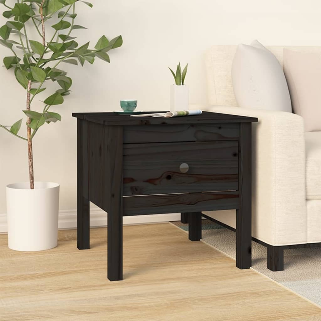 Sidebord Svart 2 stk 50x50x49 cm heltre furu