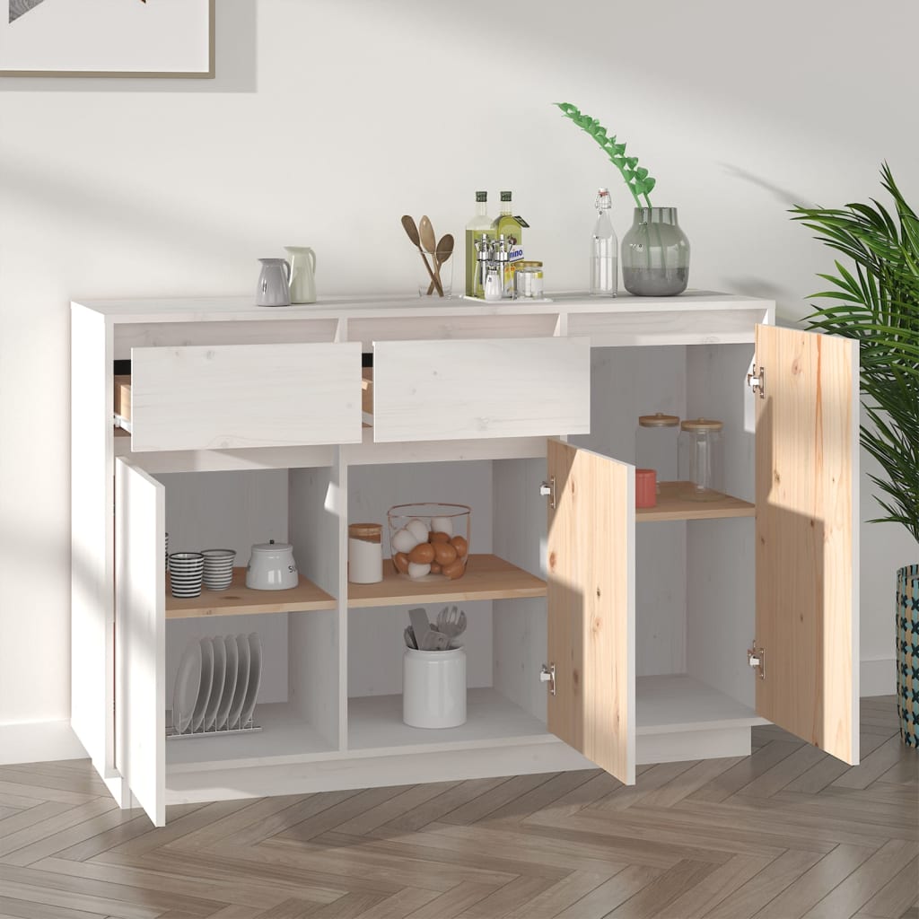 Skjenk Hvit 110x34x75 cm heltre furu