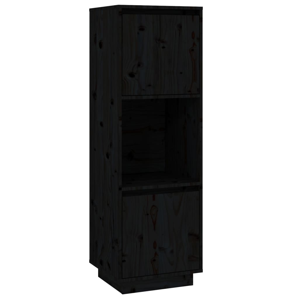 Skap svart 38x35x117 cm heltre furu