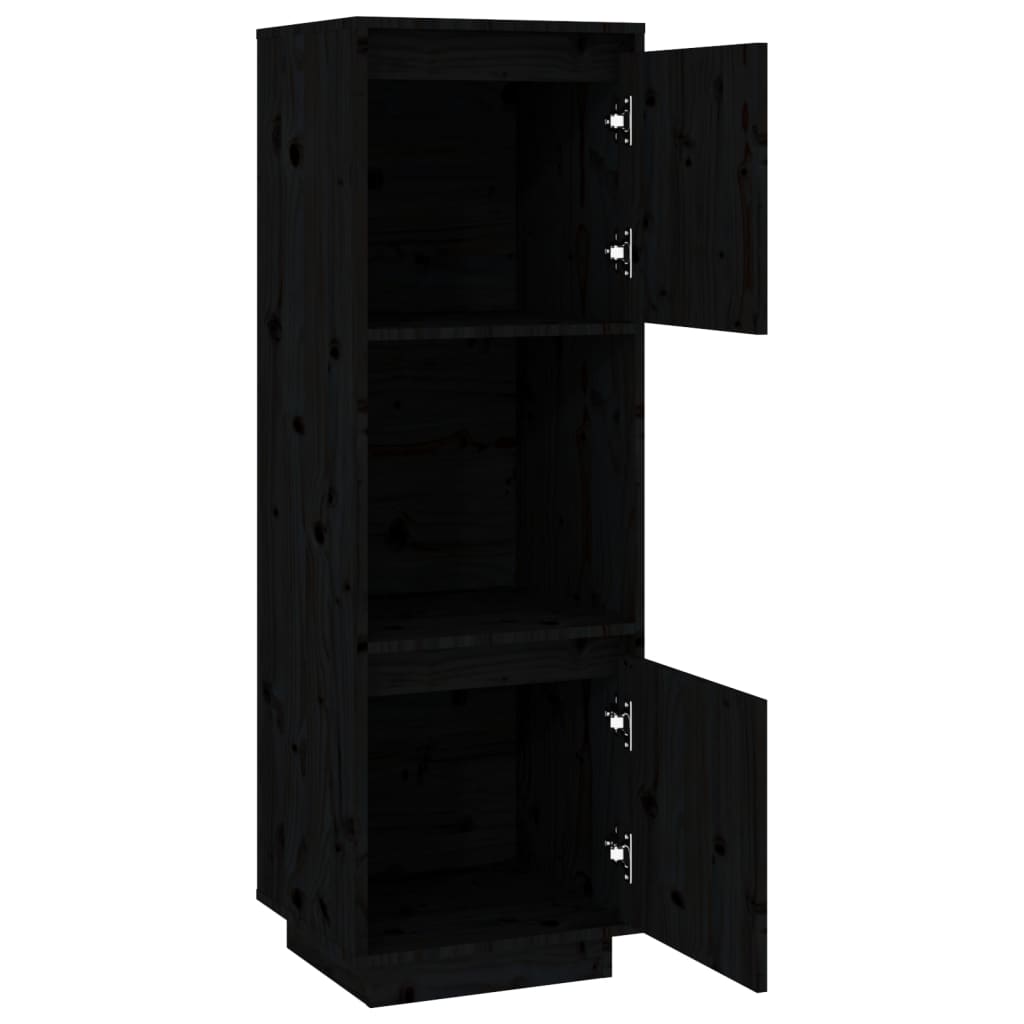 Skap svart 38x35x117 cm heltre furu
