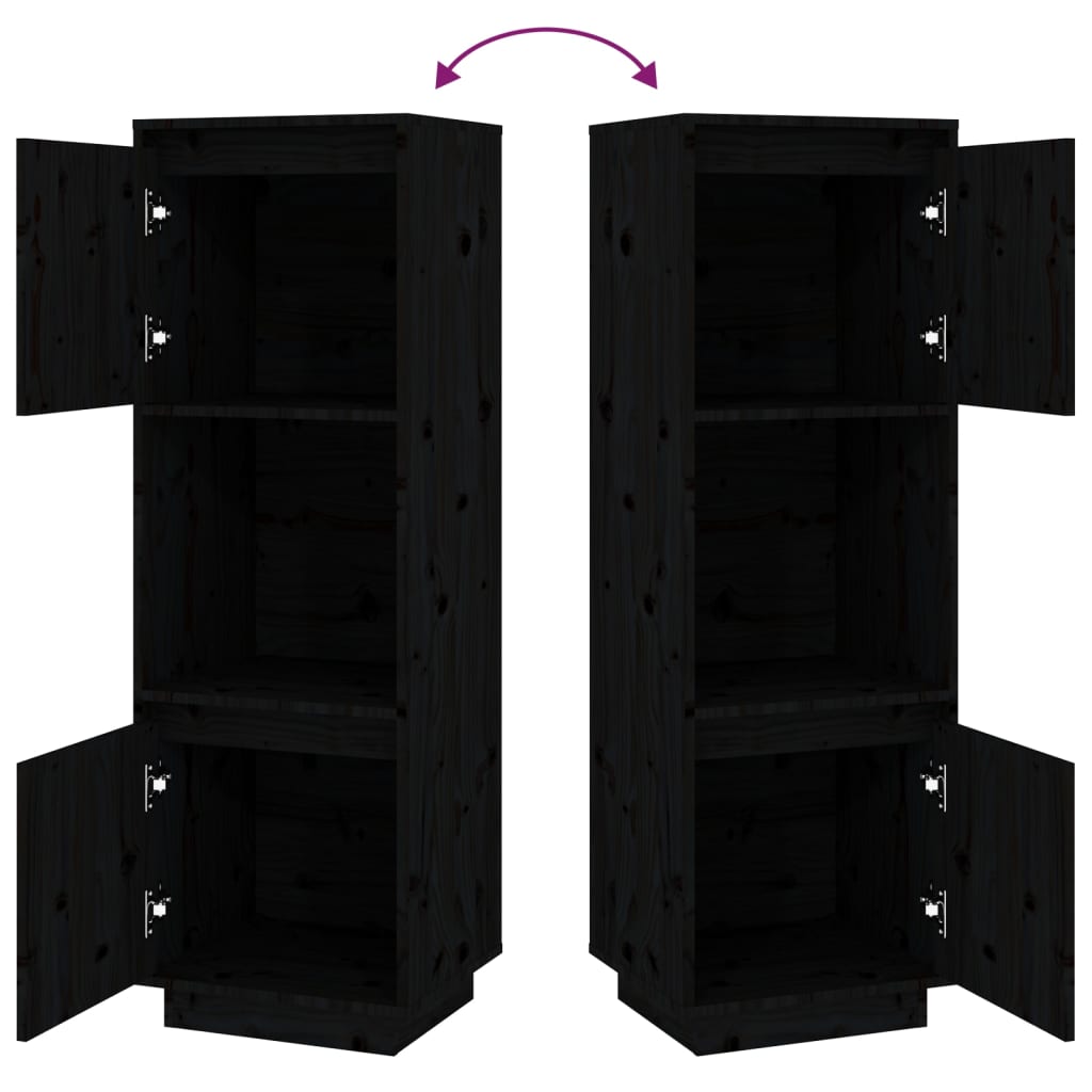 Skap svart 38x35x117 cm heltre furu
