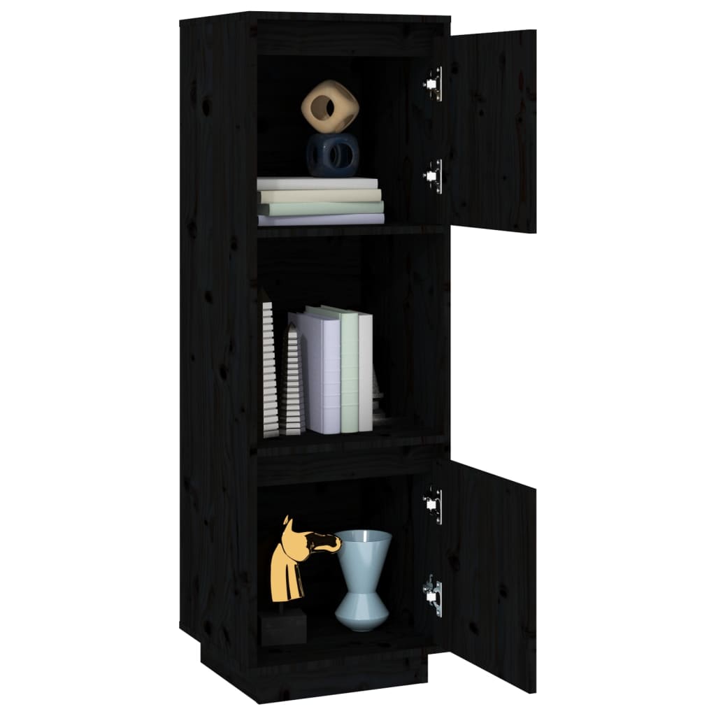 Skap svart 38x35x117 cm heltre furu