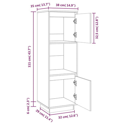 Skap Svart 38x35x117 cm heltre furu