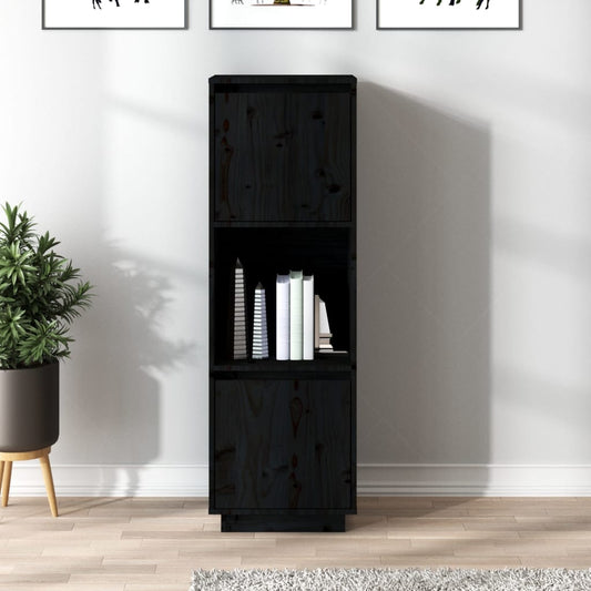 Skap svart 38x35x117 cm heltre furu
