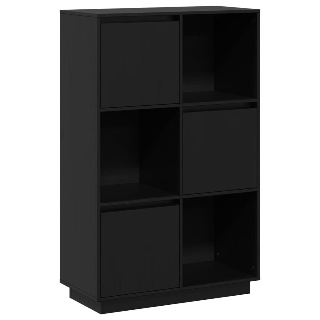 Skap svart 74x35x117 cm heltre furu