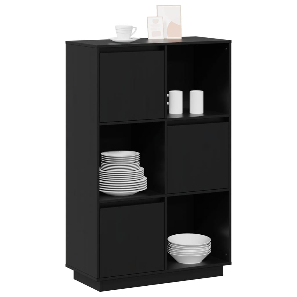Skap svart 74x35x117 cm heltre furu