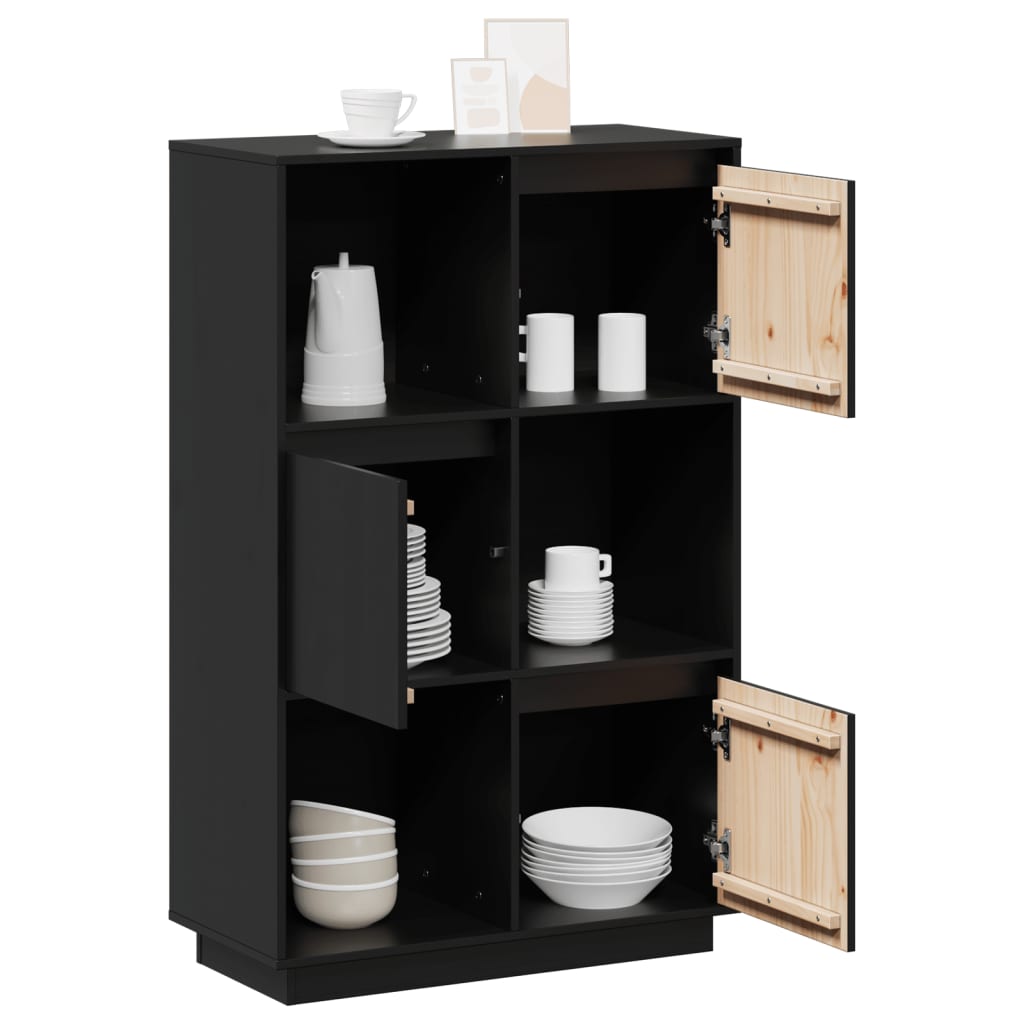 Skap svart 74x35x117 cm heltre furu