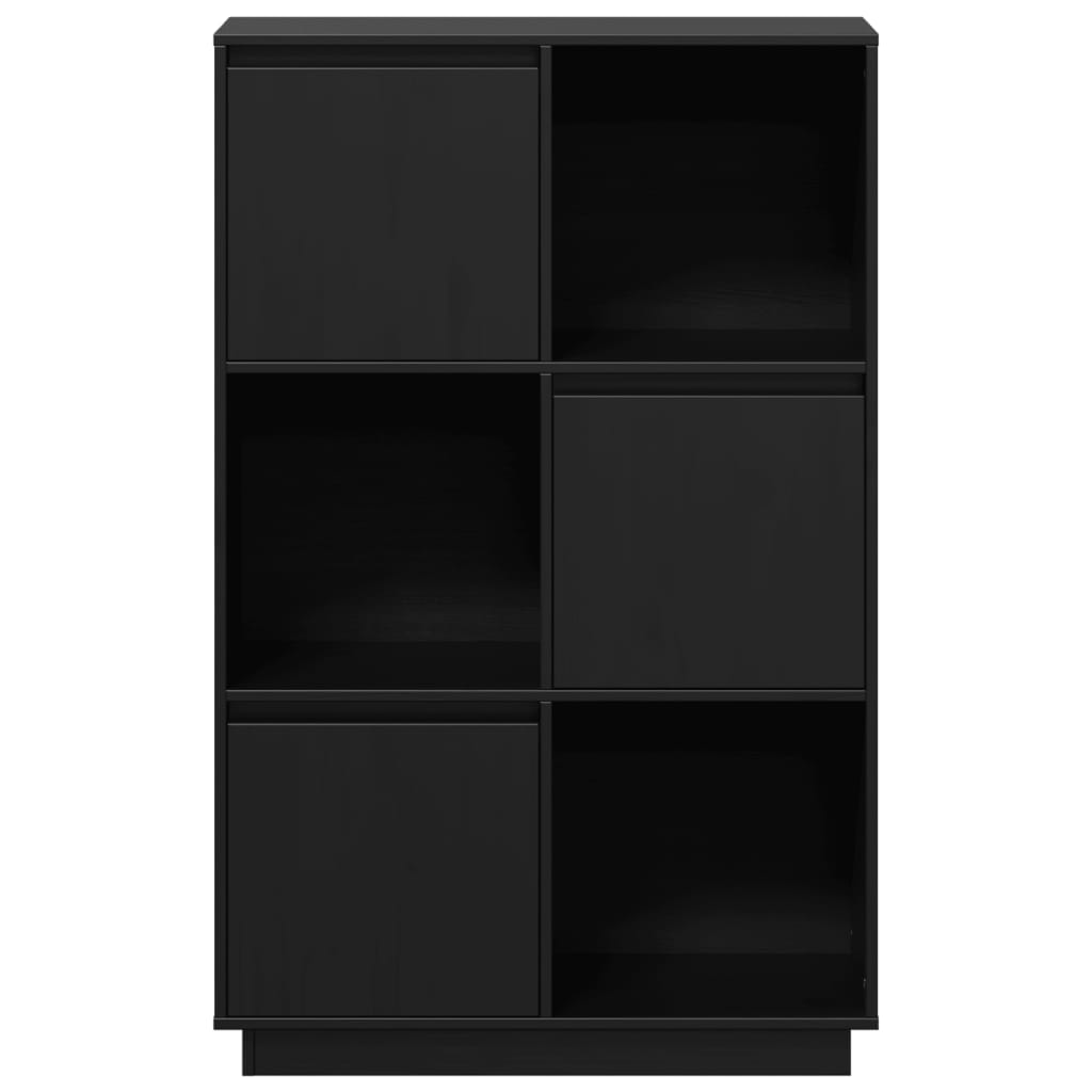 Skap svart 74x35x117 cm heltre furu