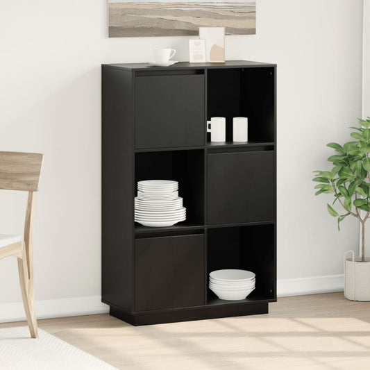 Skap svart 74x35x117 cm heltre furu