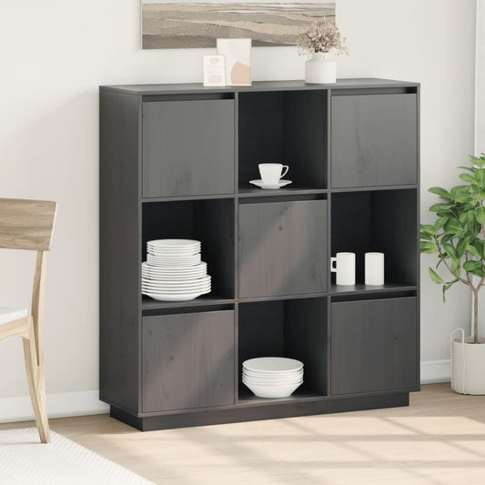 Skap grå 110,5x35x117 cm heltre furu