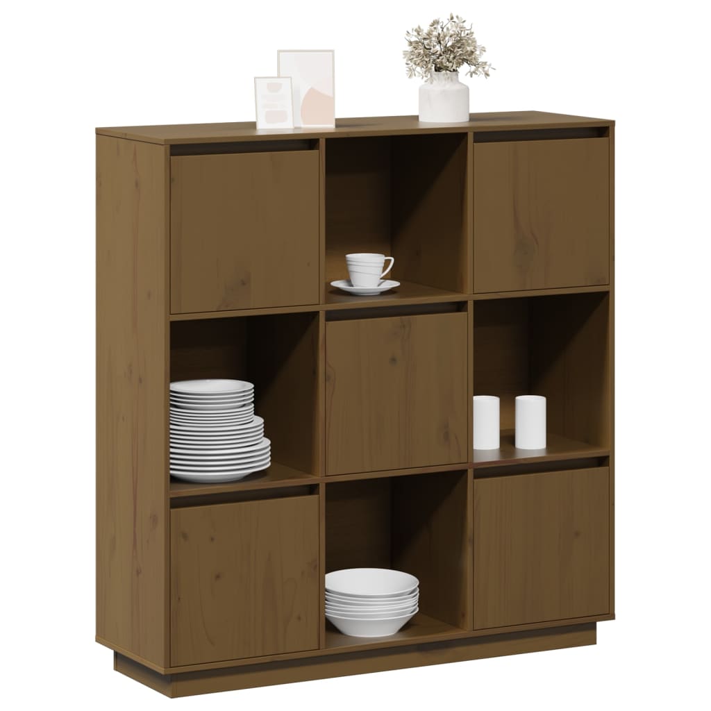 Skap honningbrun 110,5x35x117 cm heltre furu