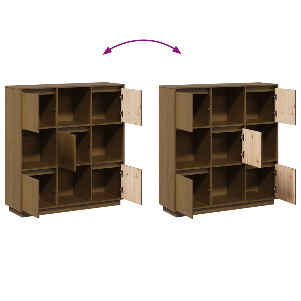 Skap honningbrun 110,5x35x117 cm heltre furu