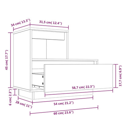 Nattbord Sengbord Tre heltre furu 60x34x51 cm