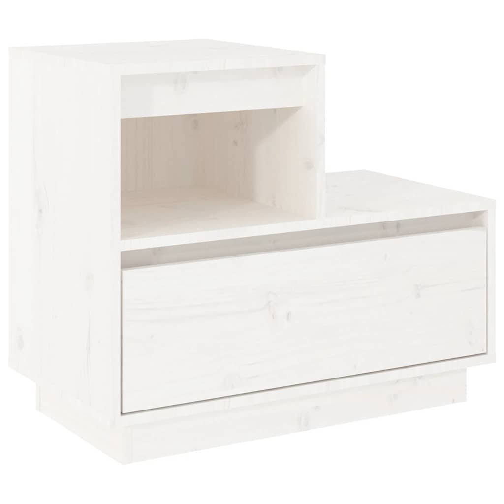 Nattbord Sengbord Hvit 60x34x51 cm heltre furu