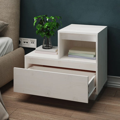 Nattbord Sengbord Hvit 60x34x51 cm heltre furu