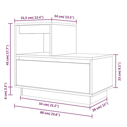 Nattbord Sengbord Hvit 60x34x51 cm heltre furu